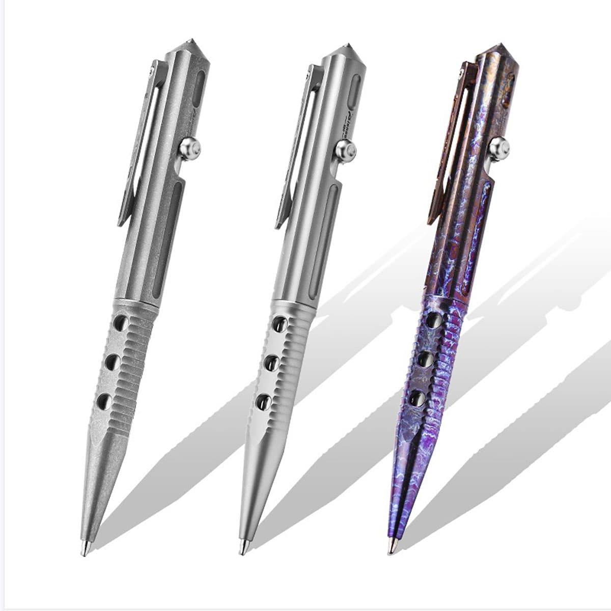 Colorful Baked Titanium Alloy Artistic Hollow Out Bolt Type Pen Outdoor EDC Gift
