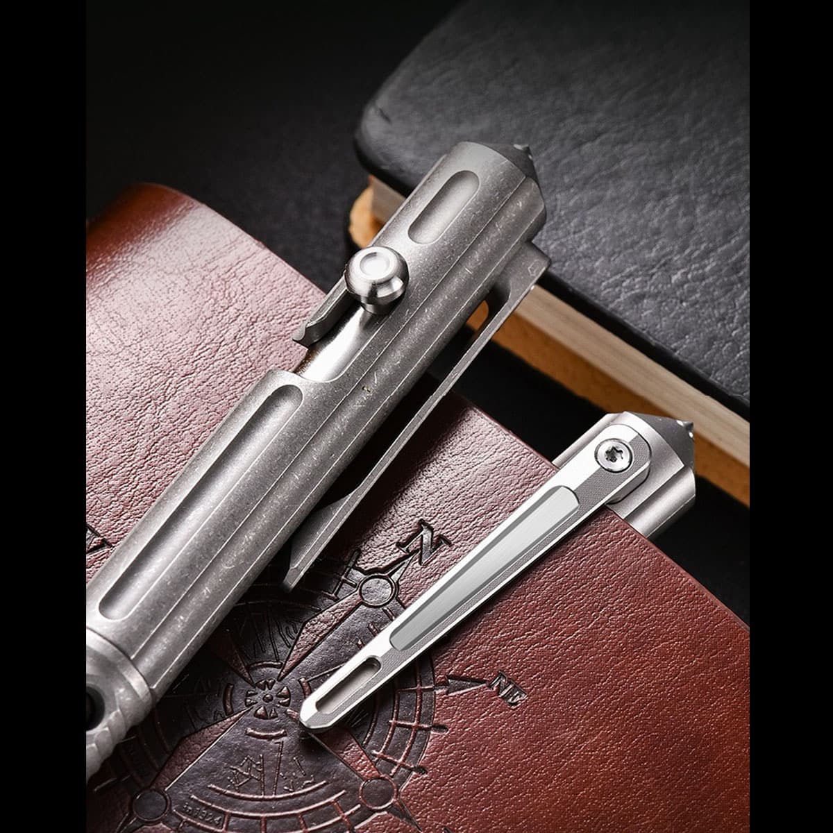 Colorful Baked Titanium Alloy Artistic Hollow Out Bolt Type Pen Outdoor EDC Gift