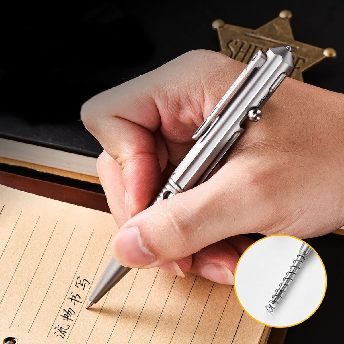Colorful Baked Titanium Alloy Artistic Hollow Out Bolt Type Pen Outdoor EDC Gift