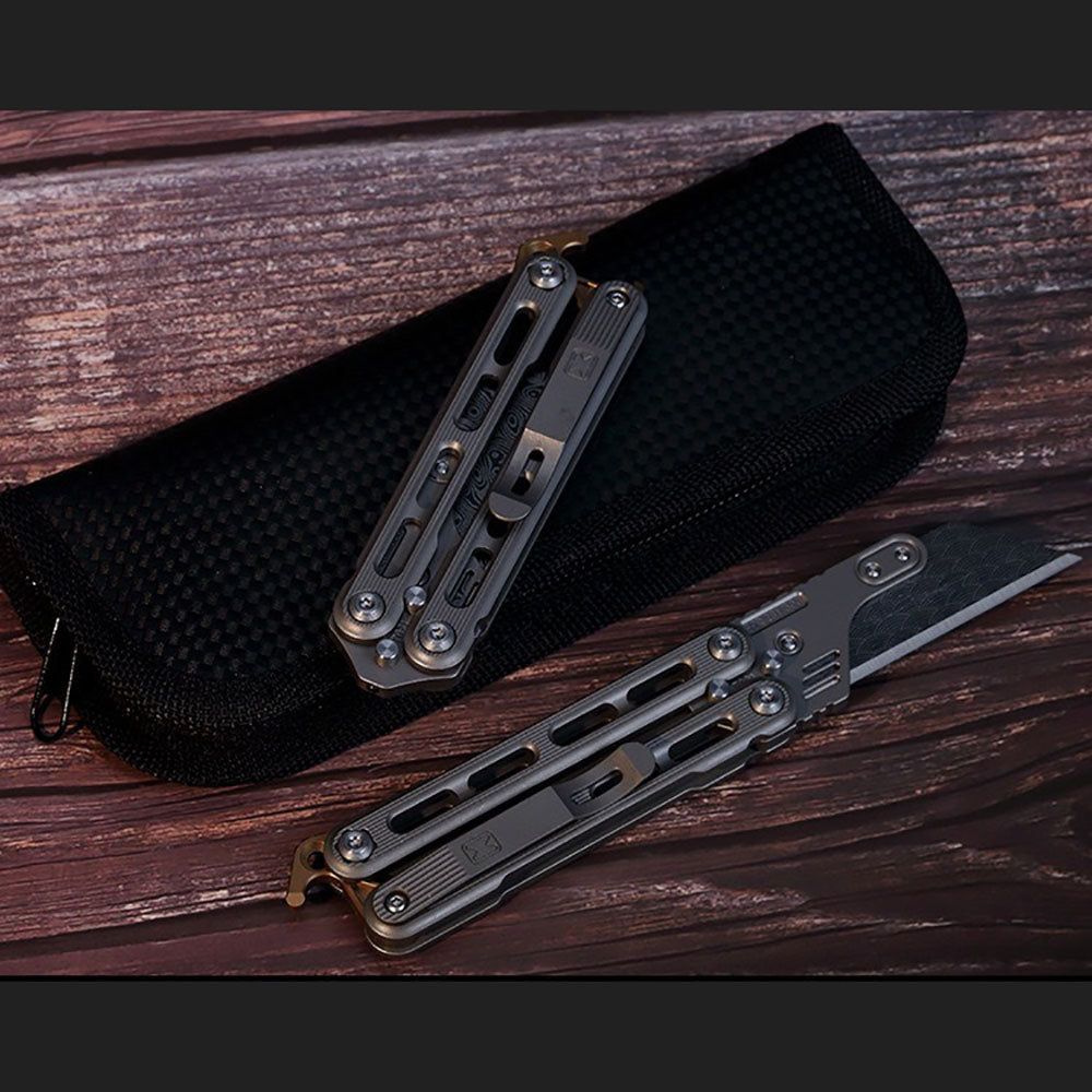Titanium Practice Balisong Butterfly Trainer Folding Art Utility Knife bottle opener EDC Outdoor Toy