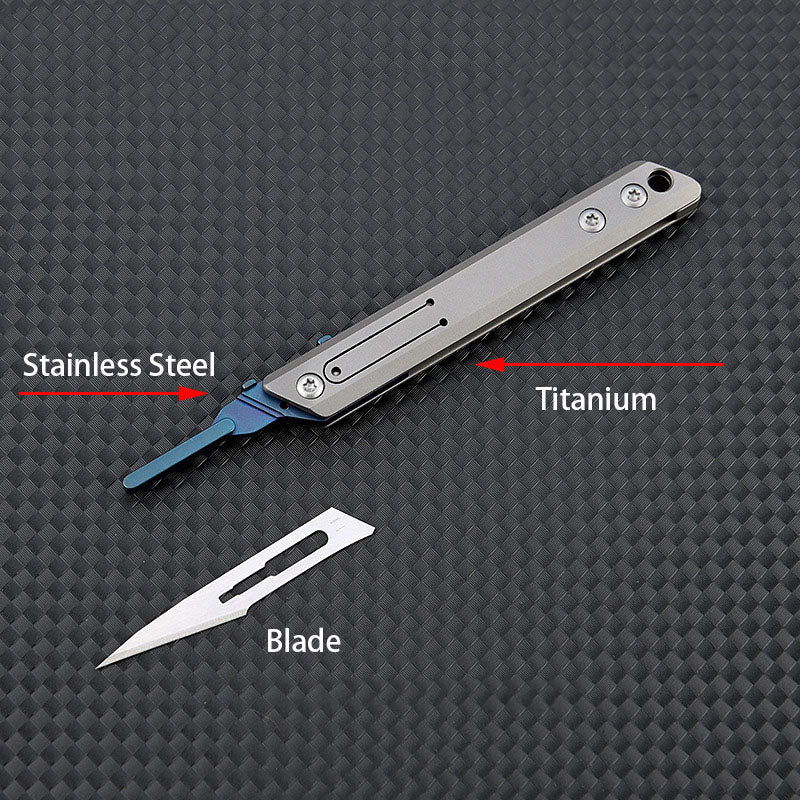 Minicuchillo plegable de titanio, cortador de papel de bolsillo, cuchilla reemplazable, para uso diario al aire libre