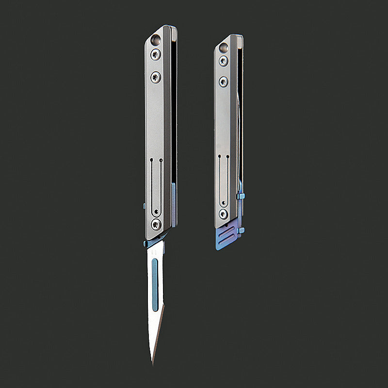 Minicuchillo plegable de titanio, cortador de papel de bolsillo, cuchilla reemplazable, para uso diario al aire libre