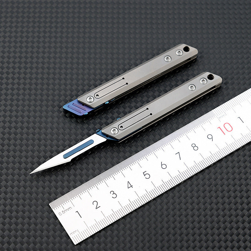 Minicuchillo plegable de titanio, cortador de papel de bolsillo, cuchilla reemplazable, para uso diario al aire libre