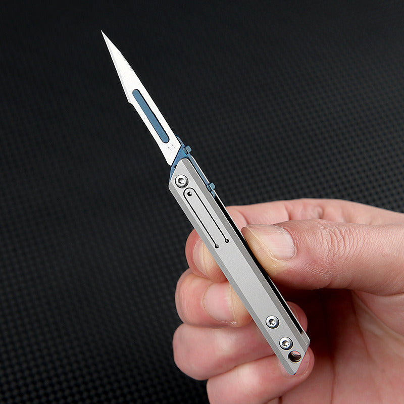 Minicuchillo plegable de titanio, cortador de papel de bolsillo, cuchilla reemplazable, para uso diario al aire libre