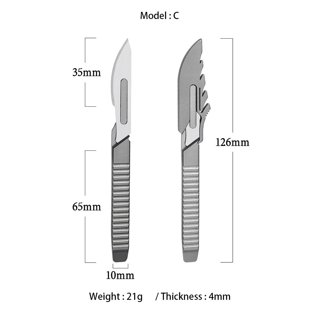 Titanium Pen Knife Paper Pocket Cutter Blade Replaceable Outdoor EDC Gift