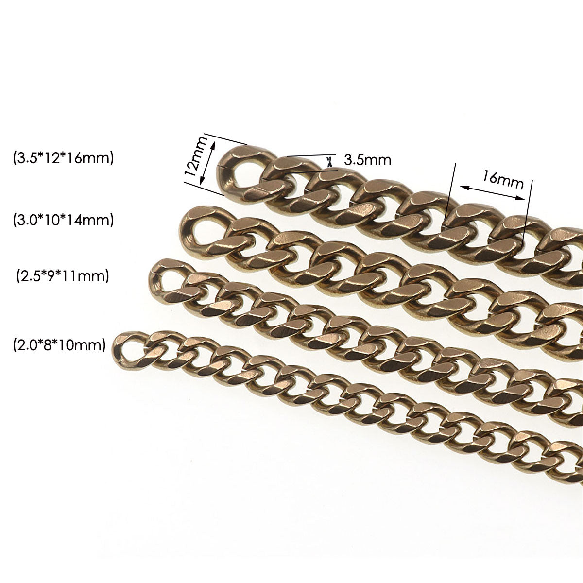 Solid Brass Flat Curb Chains Strap Handbag Purse replacement Accessories Key DIY