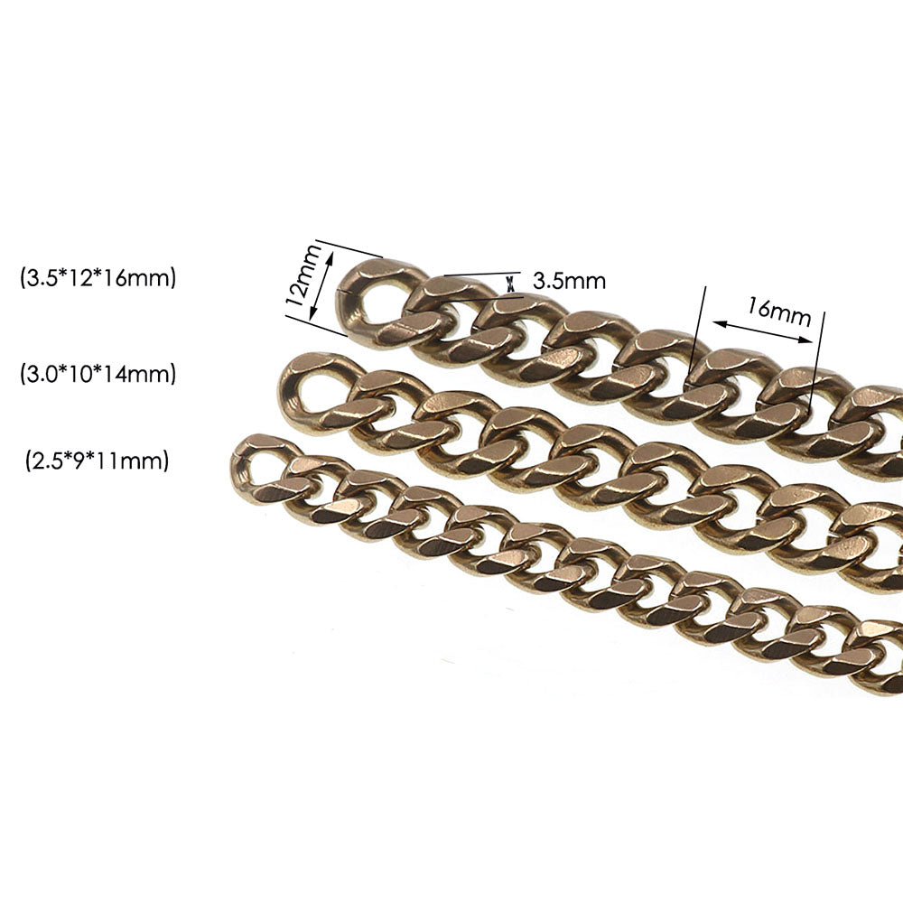 Solid Brass Flat Curb Key Chains Strap Handbag Purse replacement Accessories DIY