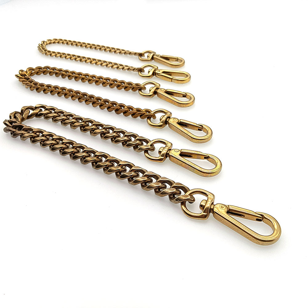Solid Brass Flat Curb Key Chains Strap Handbag Purse replacement Accessories DIY