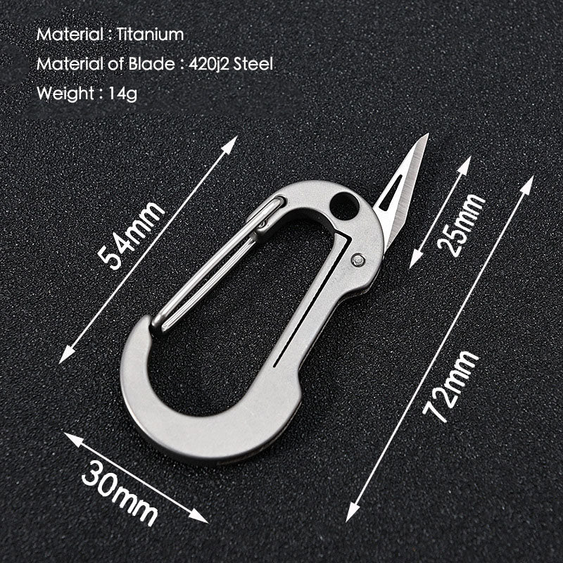 Mini llavero de aleación de titanio con mosquetón, cuchillo plegable de bolsillo, herramientas portátiles