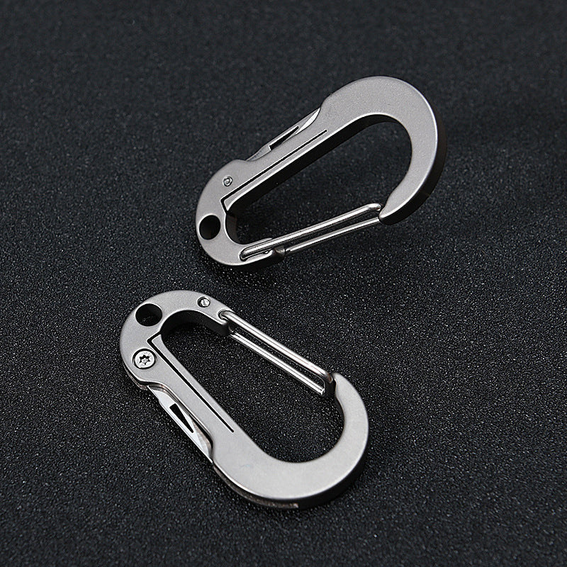 Mini llavero de aleación de titanio con mosquetón, cuchillo plegable de bolsillo, herramientas portátiles