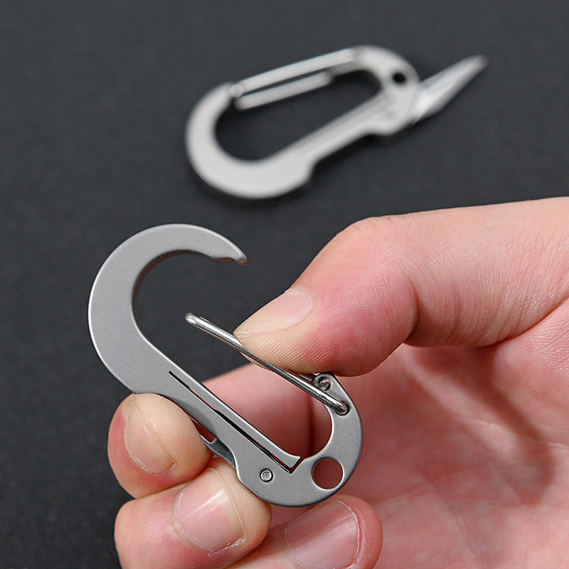 Mini llavero de aleación de titanio con mosquetón, cuchillo plegable de bolsillo, herramientas portátiles