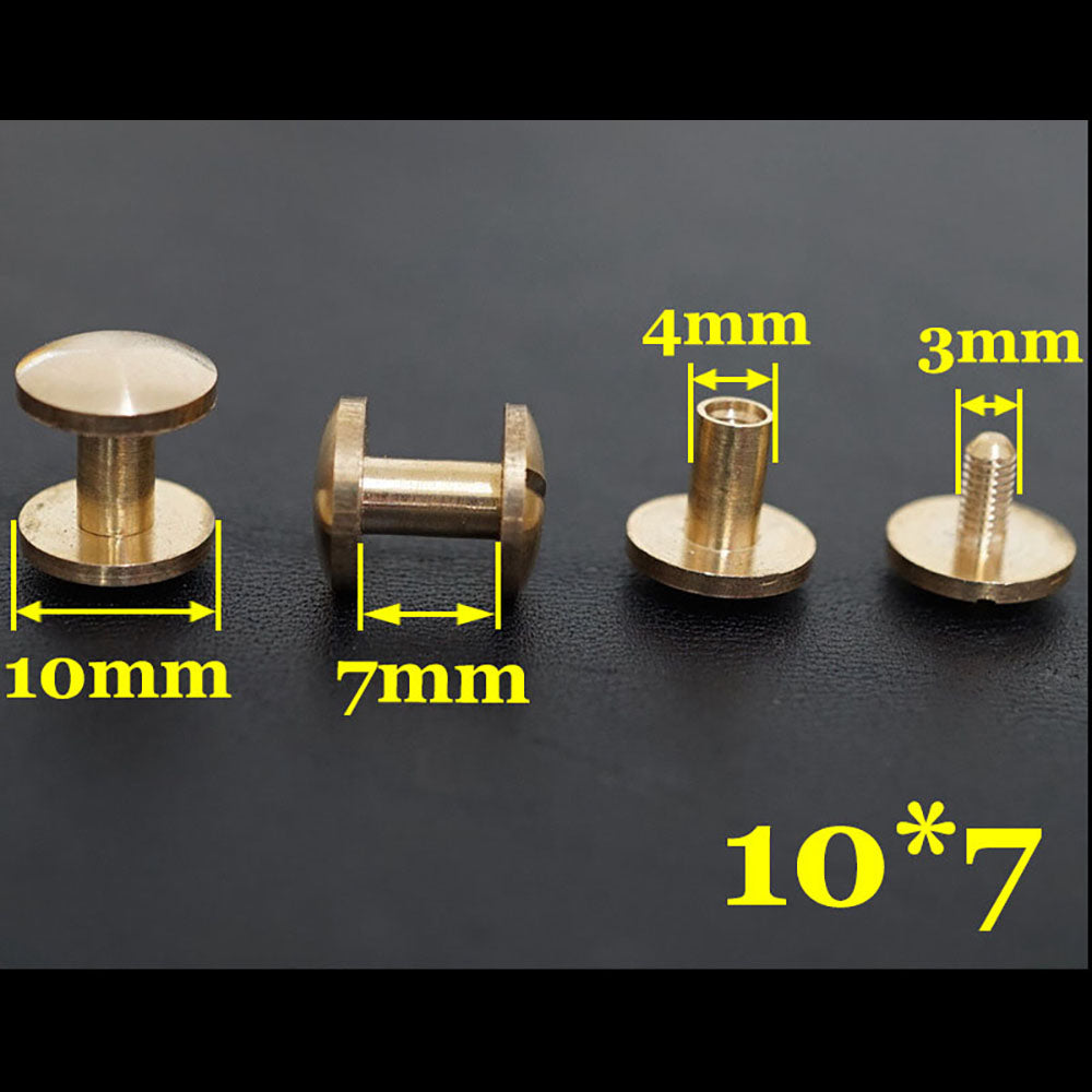20pcs Leather Craft Wallet bag Solid Brass Belt ARC Screw Luggage Nail Rivets