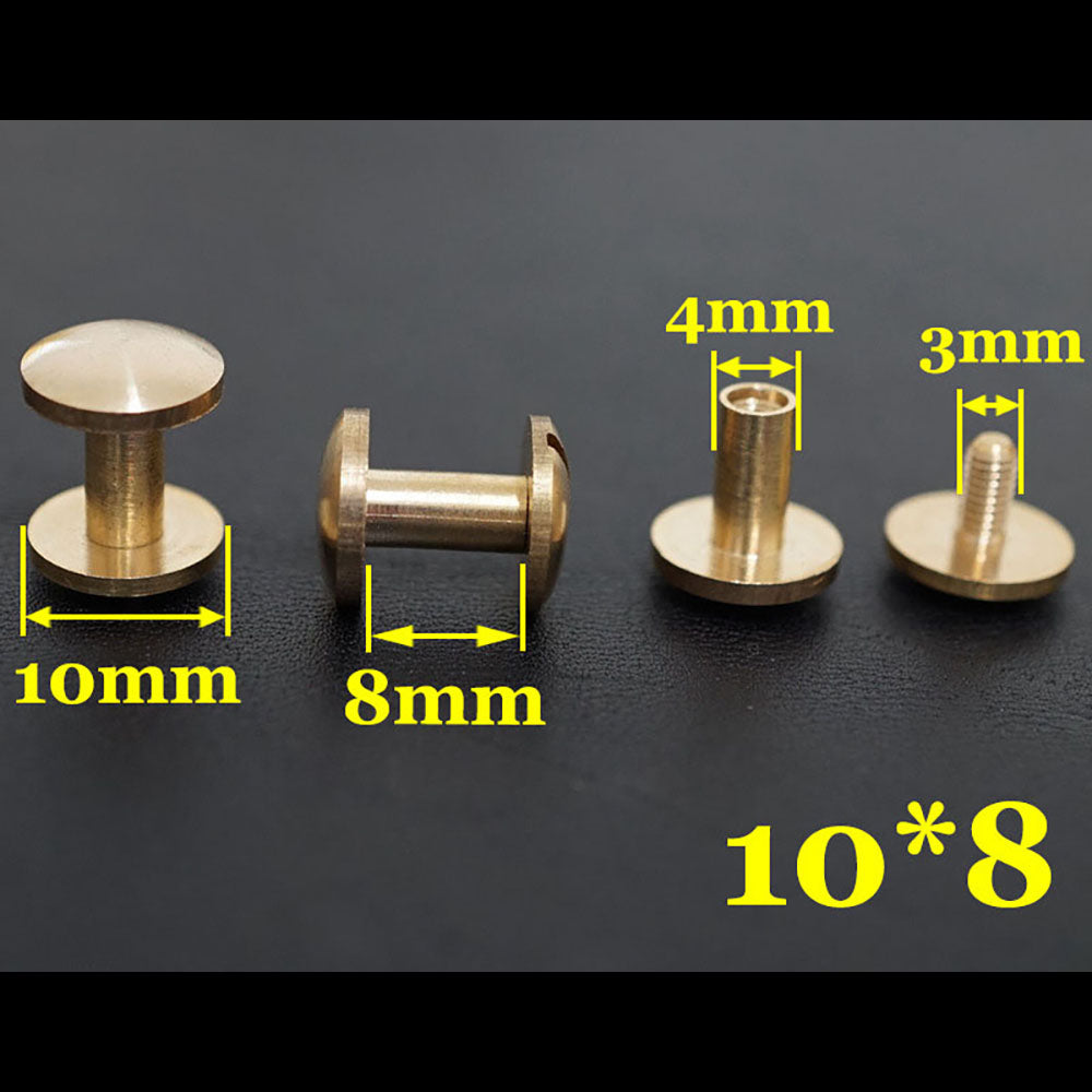 20pcs Leather Craft Wallet bag Solid Brass Belt ARC Screw Luggage Nail Rivets