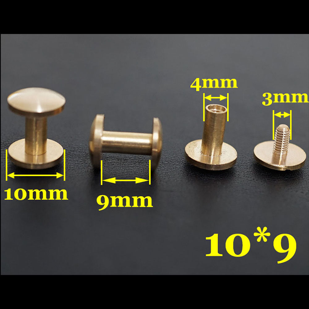 20pcs Leather Craft Wallet bag Solid Brass Belt ARC Screw Luggage Nail Rivets
