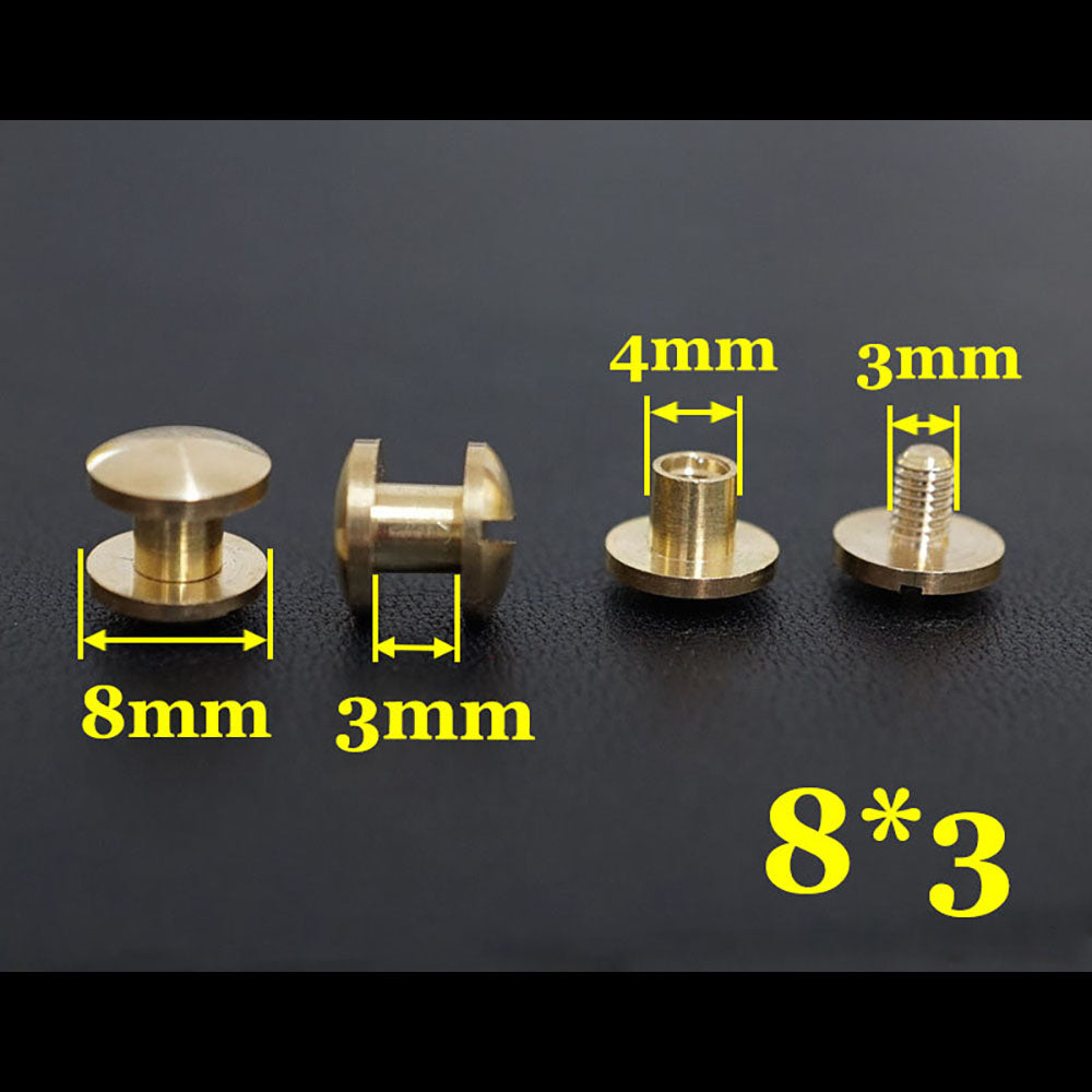 20pcs Leather Craft Wallet bag Solid Brass Belt ARC Screw Luggage Nail Rivets