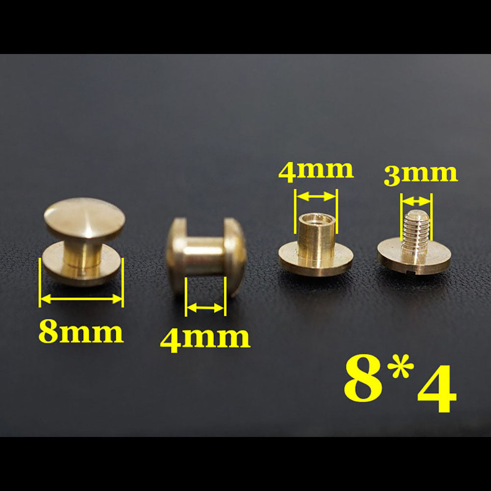 20pcs Leather Craft Wallet bag Solid Brass Belt ARC Screw Luggage Nail Rivets
