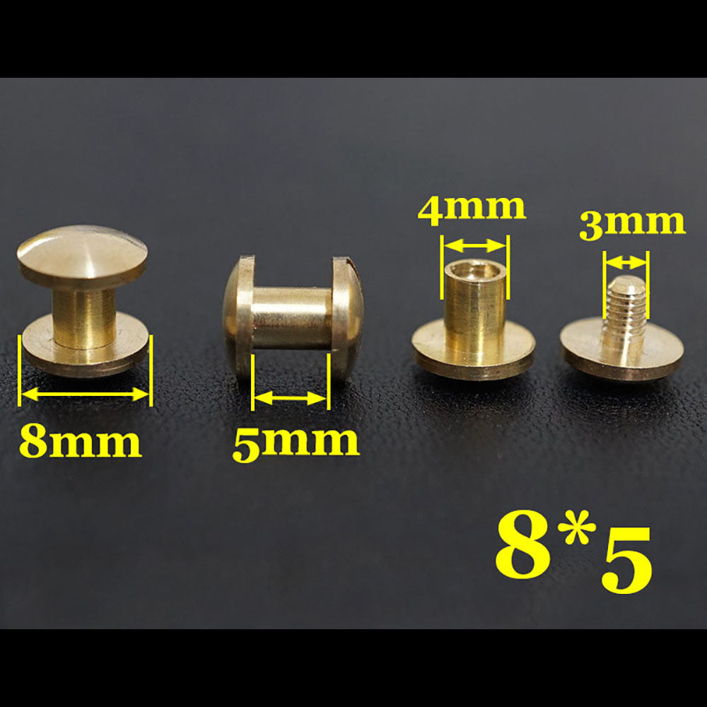 20pcs Leather Craft Wallet bag Solid Brass Belt ARC Screw Luggage Nail Rivets