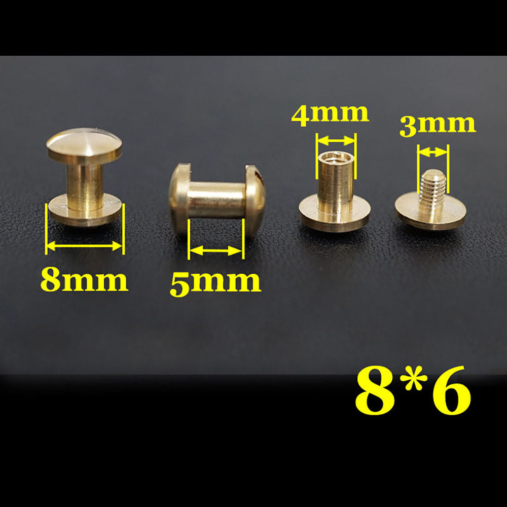 20pcs Leather Craft Wallet bag Solid Brass Belt ARC Screw Luggage Nail Rivets