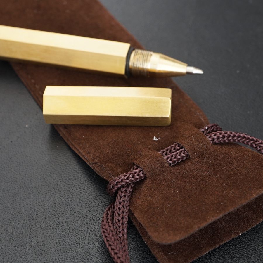 Handmade Retro hexagonal Shaped Solid Brass Tactical Pen Ball Point Pen EDC Gift