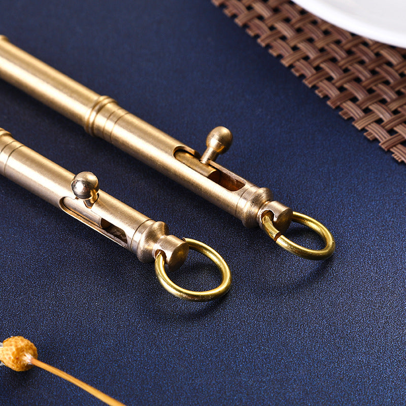 Mini Solid Brass Bolt Action Ball Point Pen Copper Art Craft Pocket EDC Gift