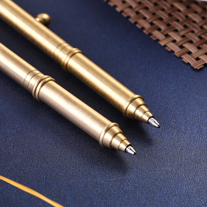 Mini Solid Brass Bolt Action Ball Point Pen Copper Art Craft Pocket EDC Gift