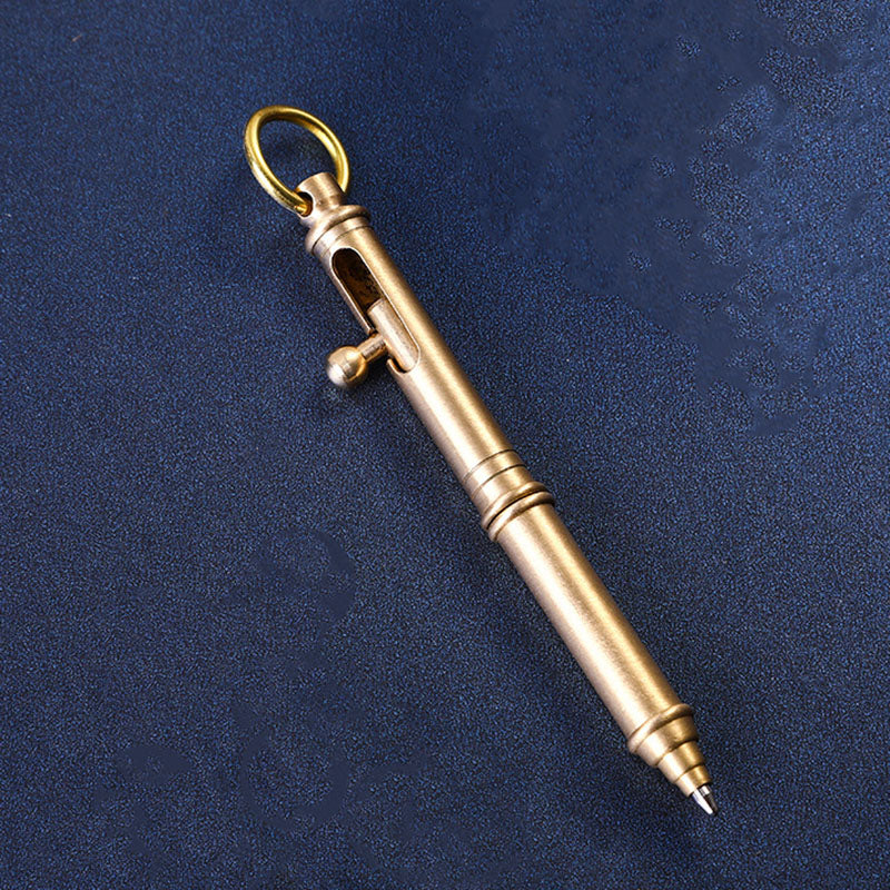 Mini Solid Brass Bolt Action Ball Point Pen Copper Art Craft Pocket EDC Gift