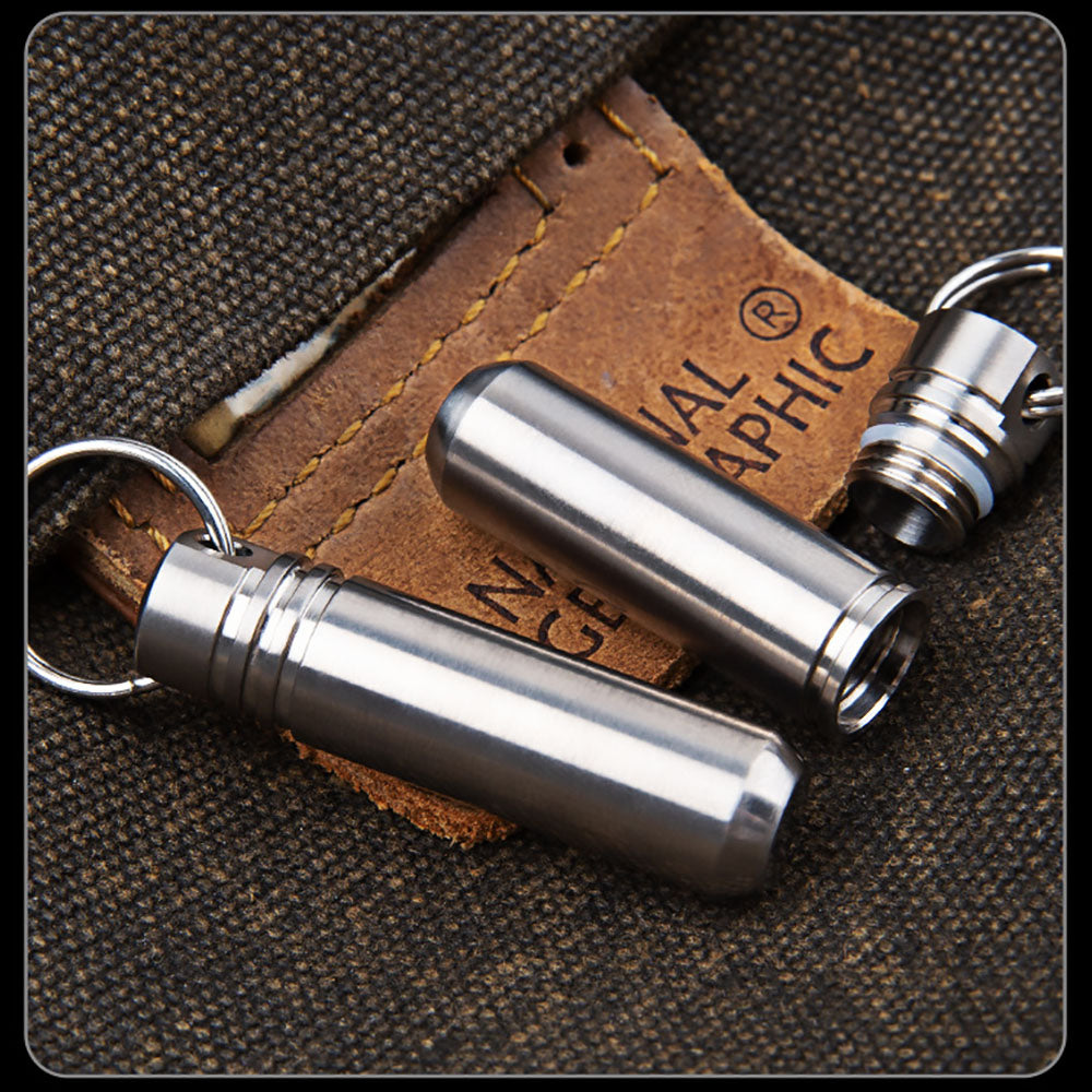 Titanium Mini Waterproof Pill Case Box Travel Capsule Bottle Holder Container