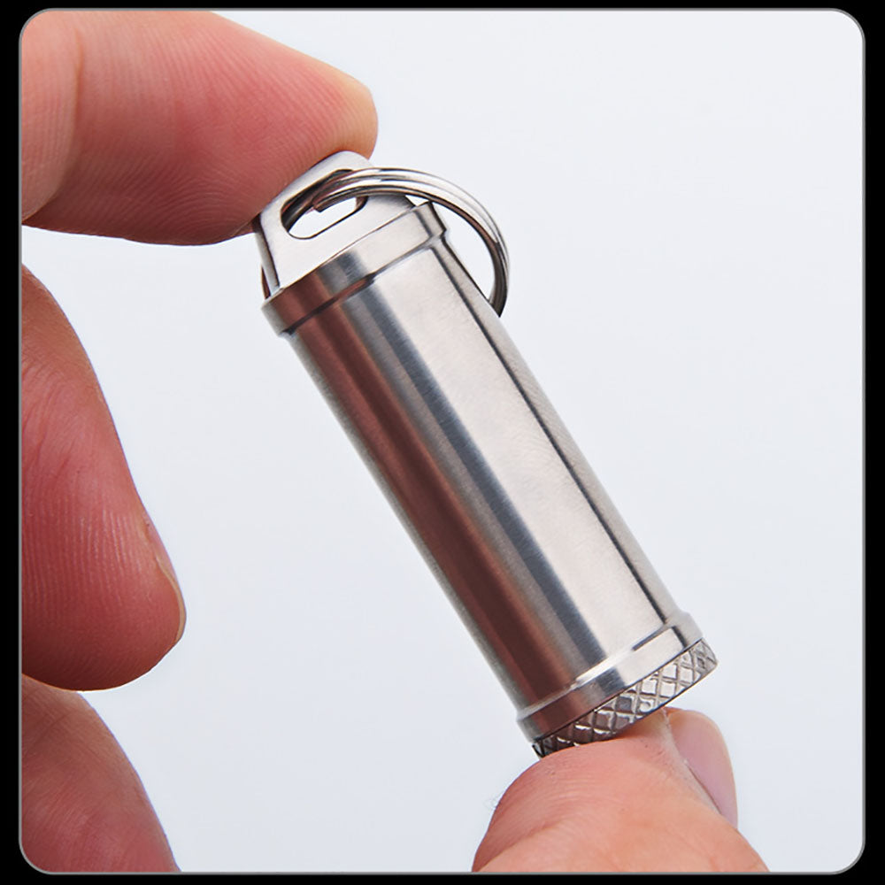 Titanium Mini Waterproof Pill Case Box Travel Capsule Bottle Holder Container