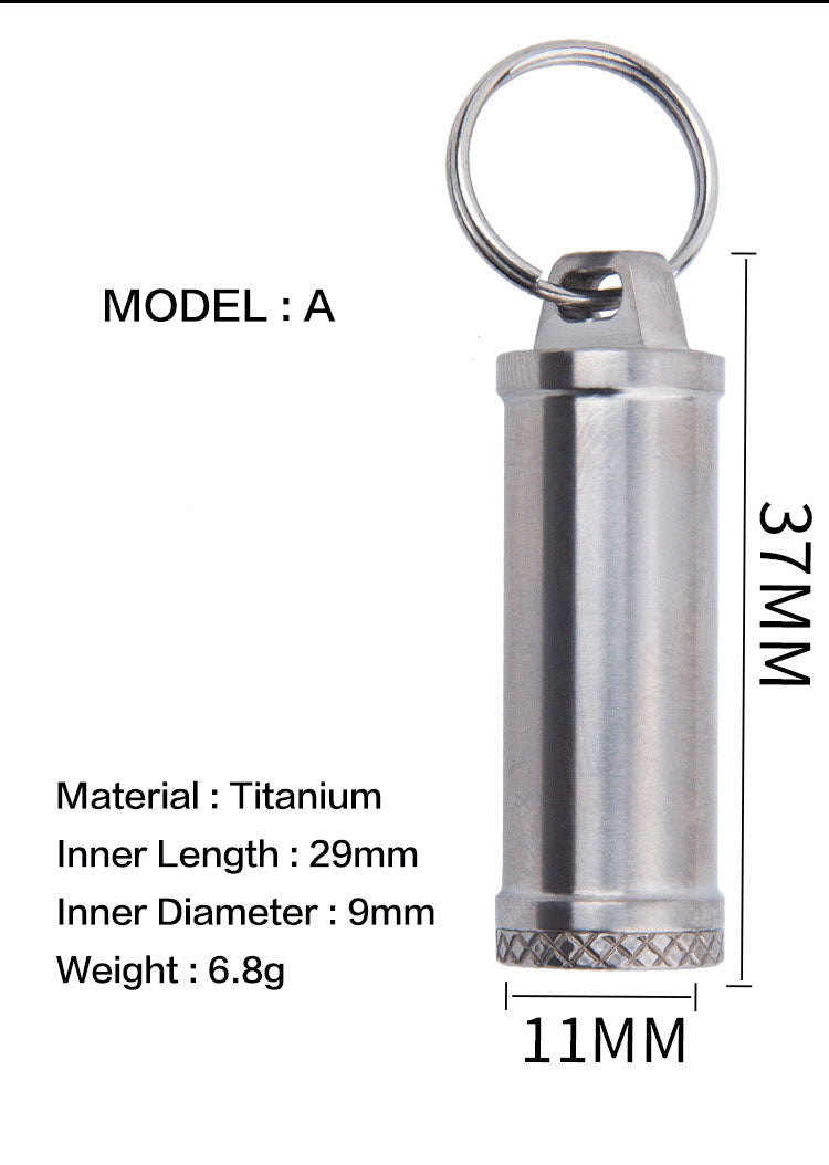 Titanium Mini Waterproof Pill Case Box Travel Capsule Bottle Holder Container
