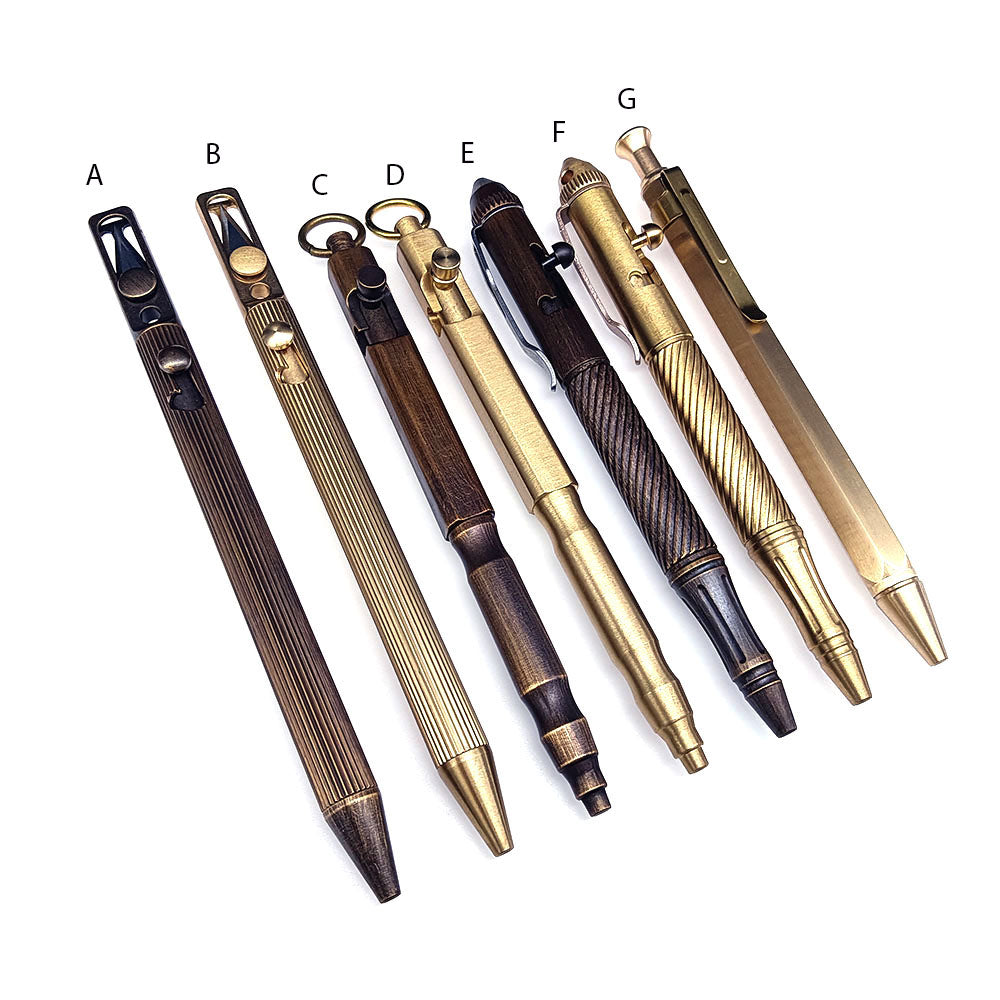 Massiver Messing Bolt Action Kugelschreiber Qualität Kupfer Kunst Handwerk Tasche EDC Geschenk2