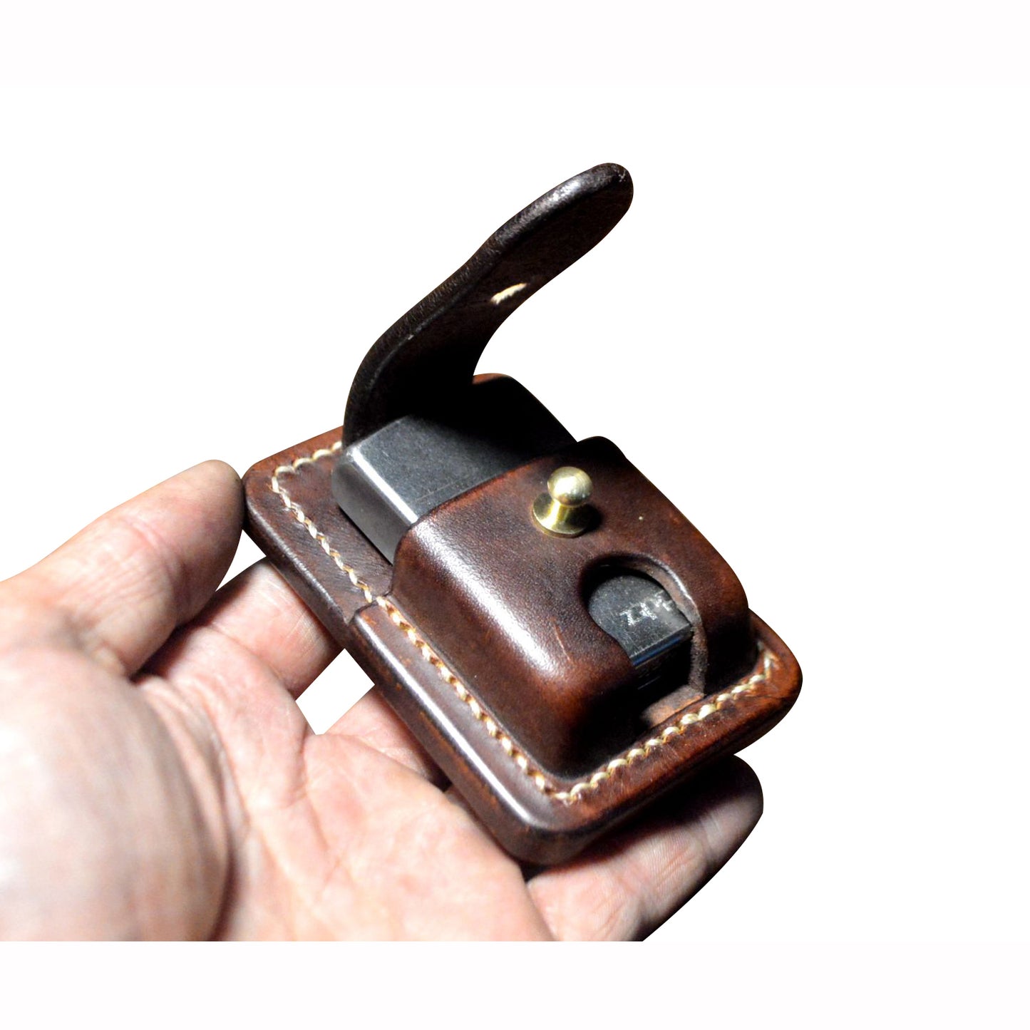 Hand made Genuine leather case fit zippo lighter Full grain cowhide pouch holder