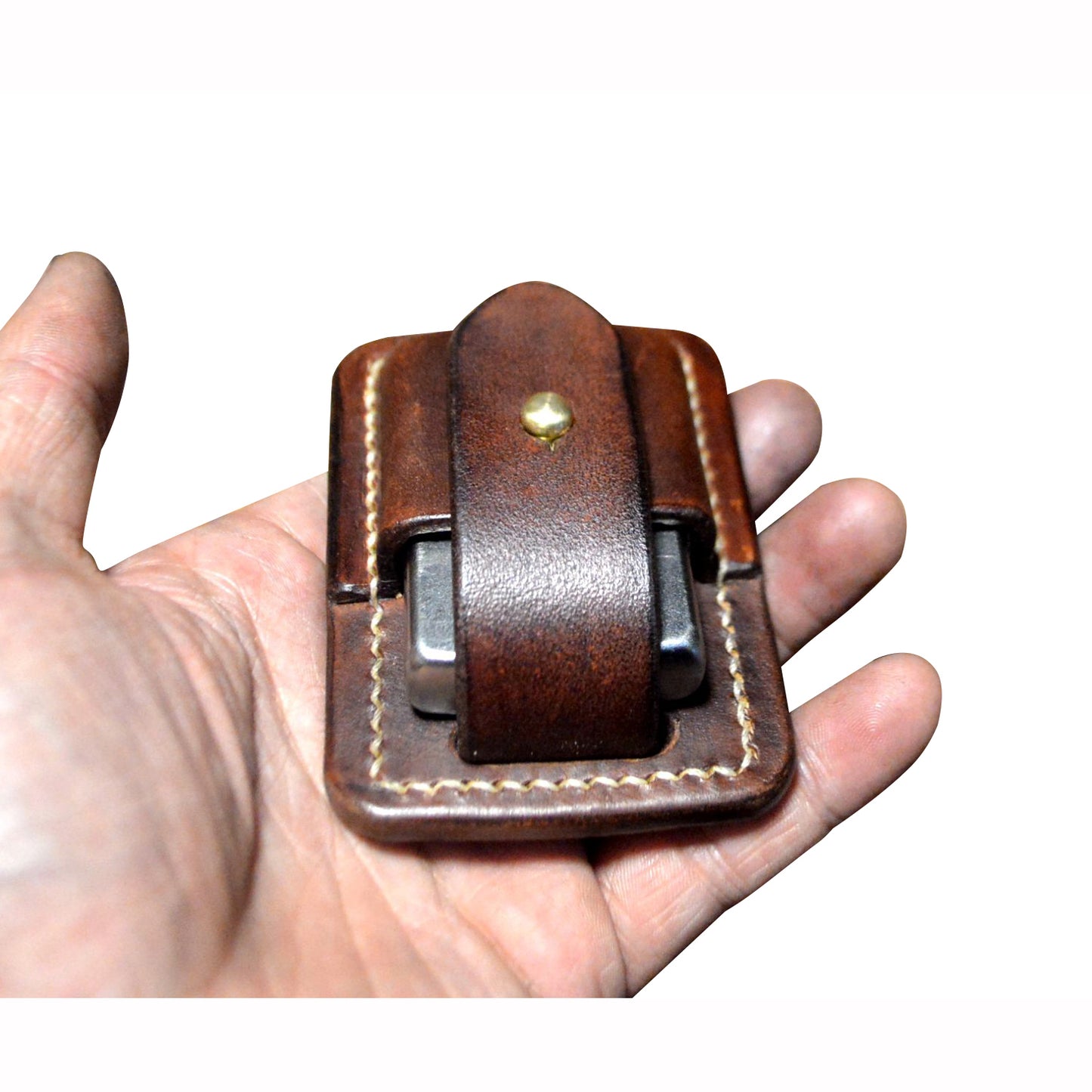 Hand made Genuine leather case fit zippo lighter Full grain cowhide pouch holder
