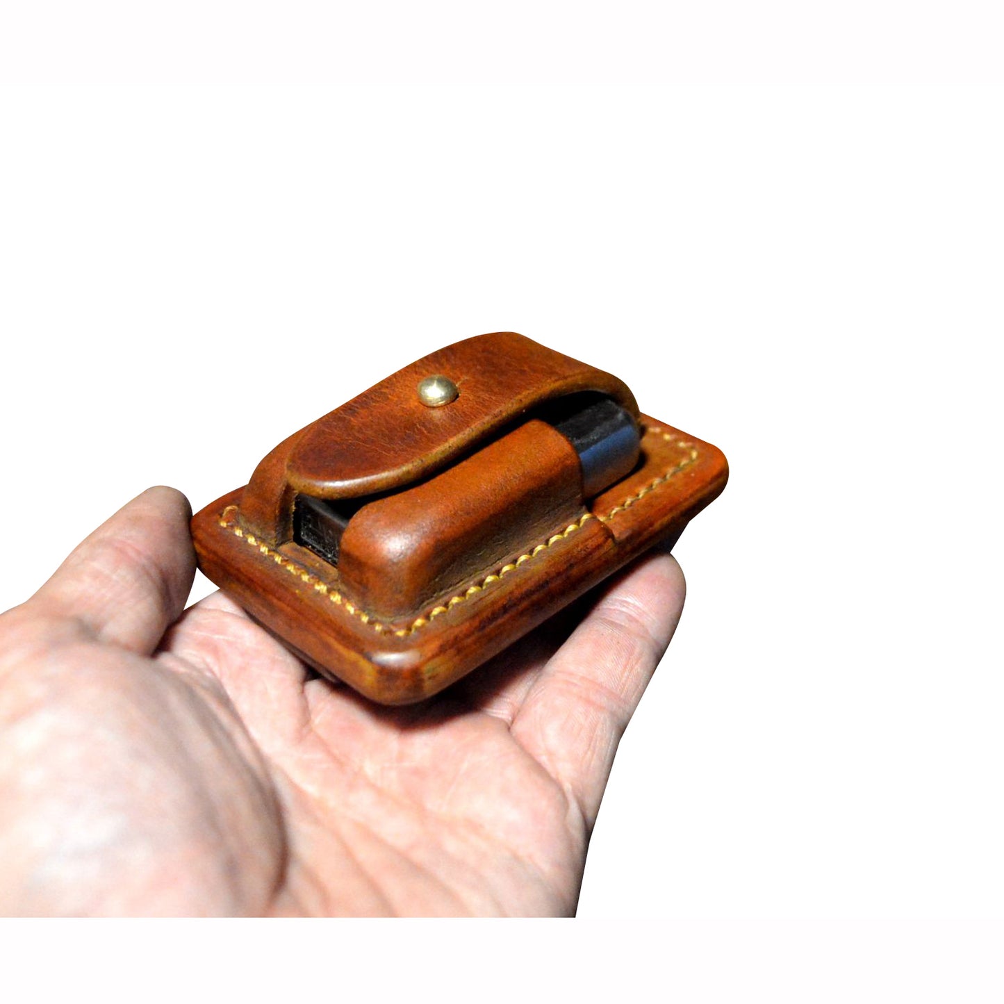 Hand made Genuine leather case fit zippo lighter Full grain cowhide pouch holder