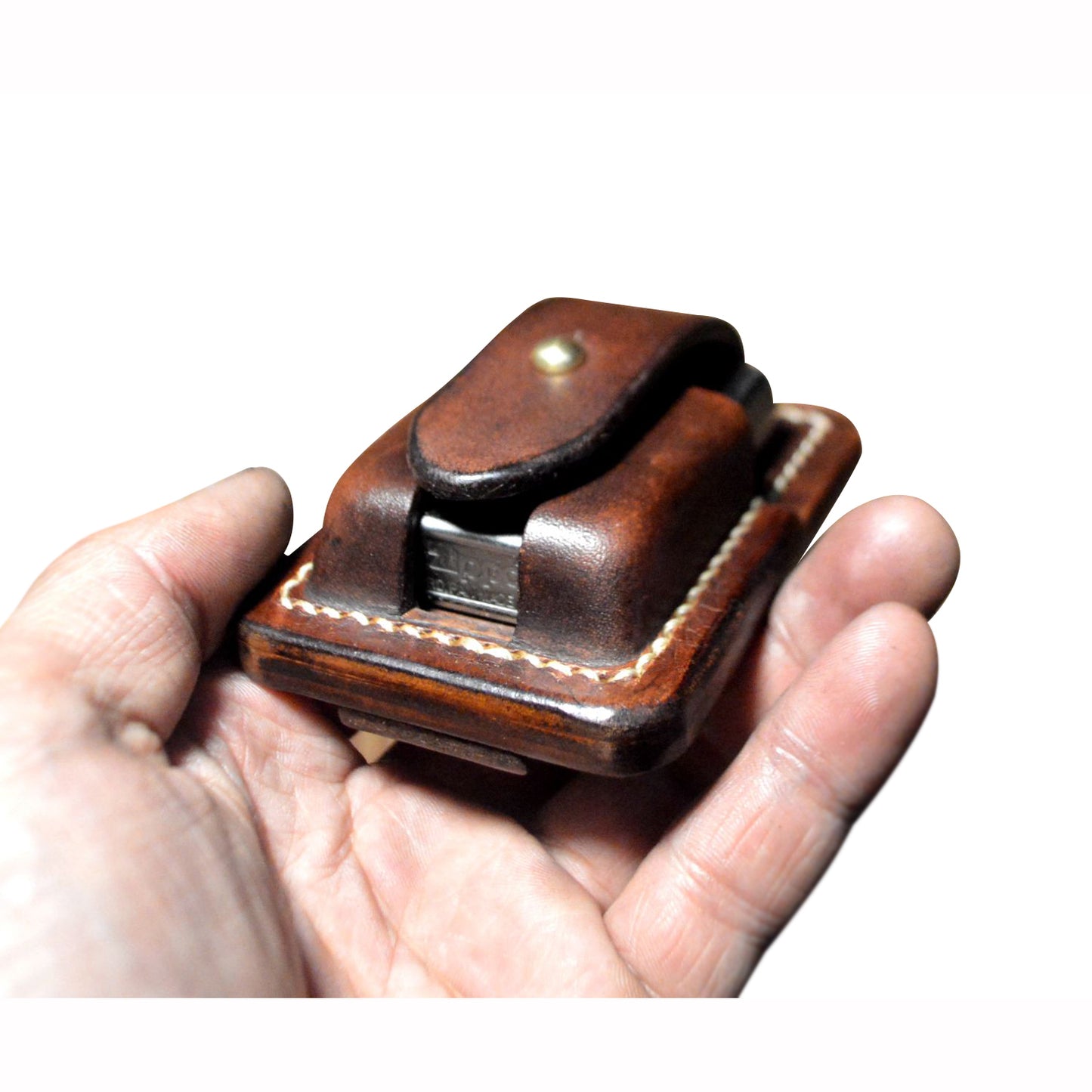 Hand made Genuine leather case fit zippo lighter Full grain cowhide pouch holder