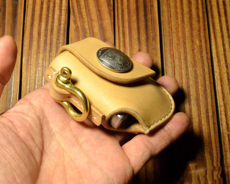 Handmade leather Craft Car Key Bag Cowhide holder for zippo lighter case Z style