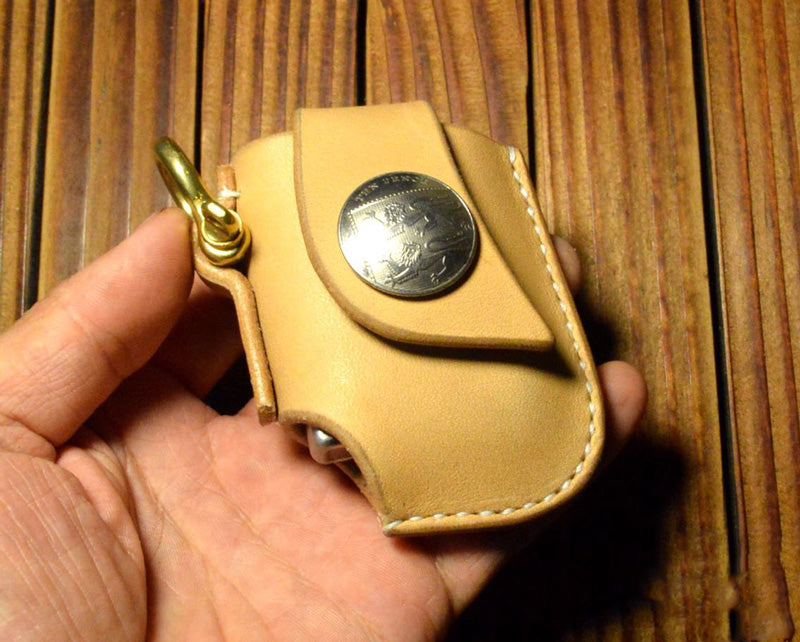 Handmade leather Craft Car Key Bag Cowhide holder for zippo lighter case Z style