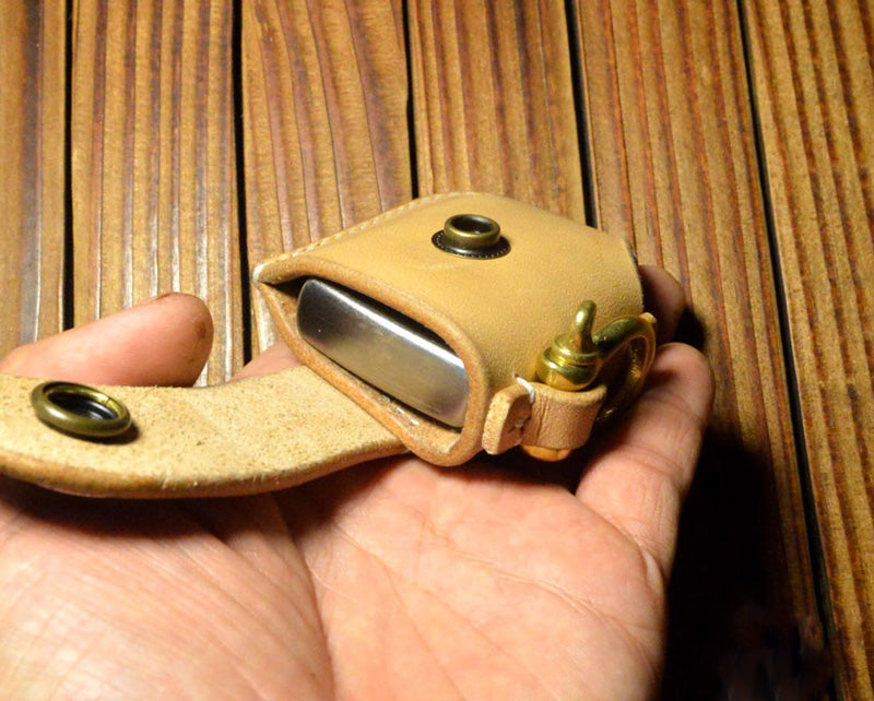 Handmade leather Craft Car Key Bag Cowhide holder for zippo lighter case Z style