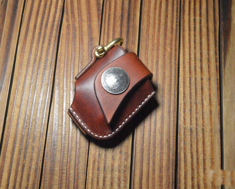 Handmade leather Craft Car Key Bag Cowhide holder for zippo lighter case Z style
