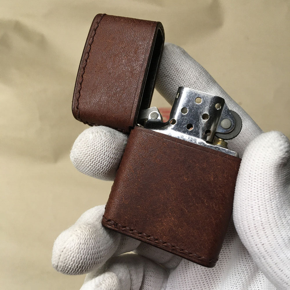 Hand Made Veg tanned Leather Craft Case For Zippo Lighter Cowhide Pouch Holder