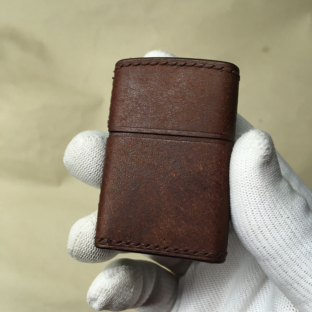 Hand Made Veg tanned Leather Craft Case For Zippo Lighter Cowhide Pouch Holder