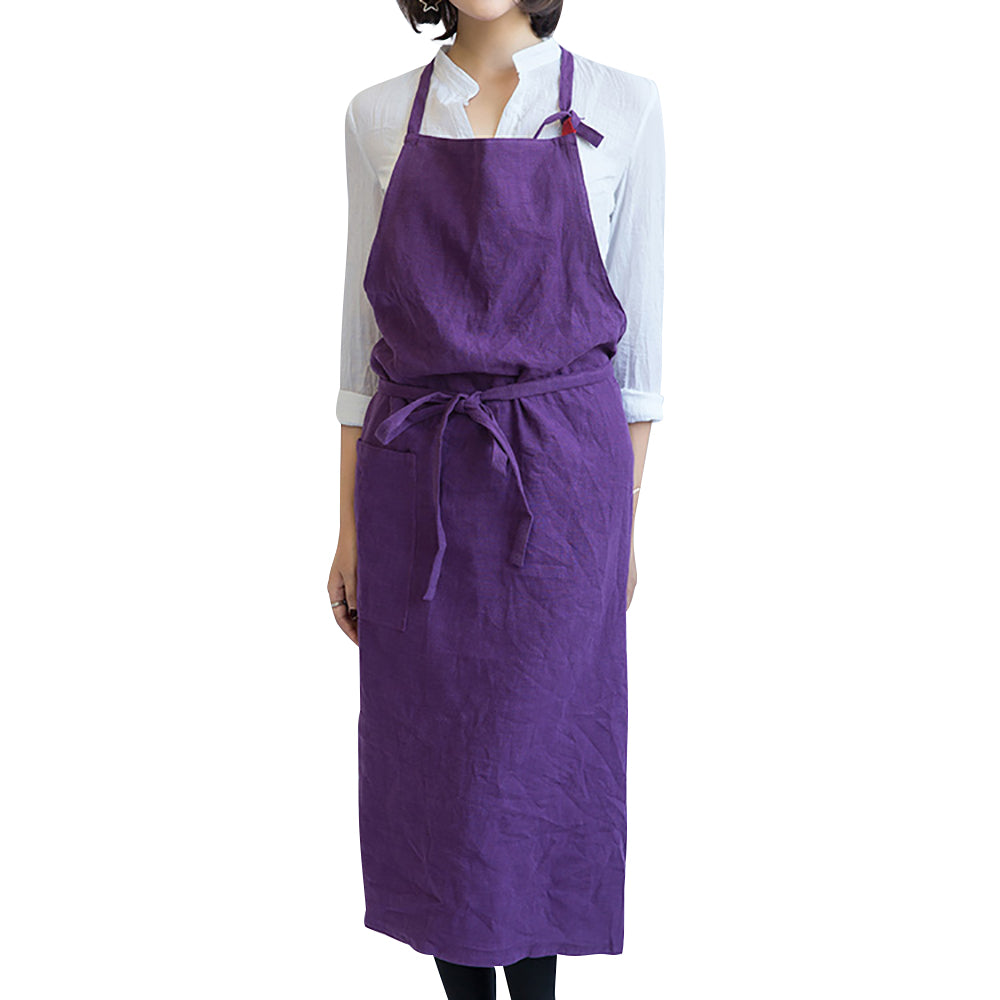 Hochwertige, modische Schürze aus gewaschenem Leinen mit Tasche für Küche, Kochen, Café, Restaurant, Kellner, handgefertigt, Handwerkerstudio, kann mit individuellem Logo bedruckt werden