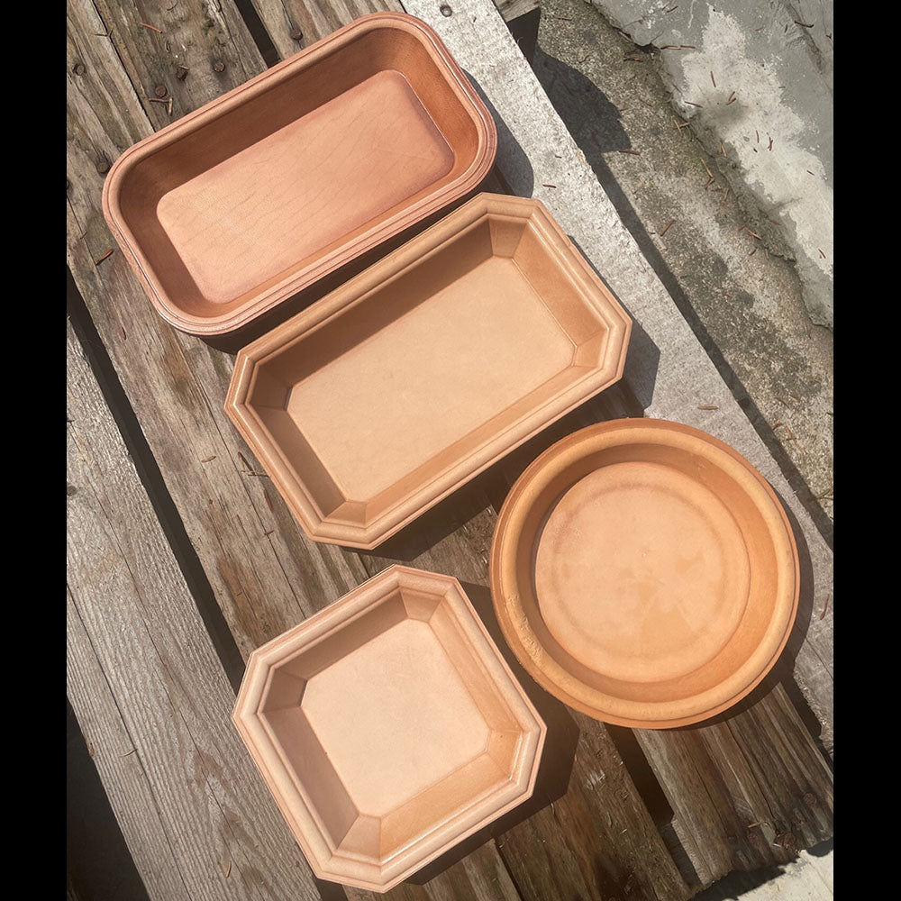Handmade Molded Genuine Cowhide Vegetable Tanned Leather Catchall Tray Dish