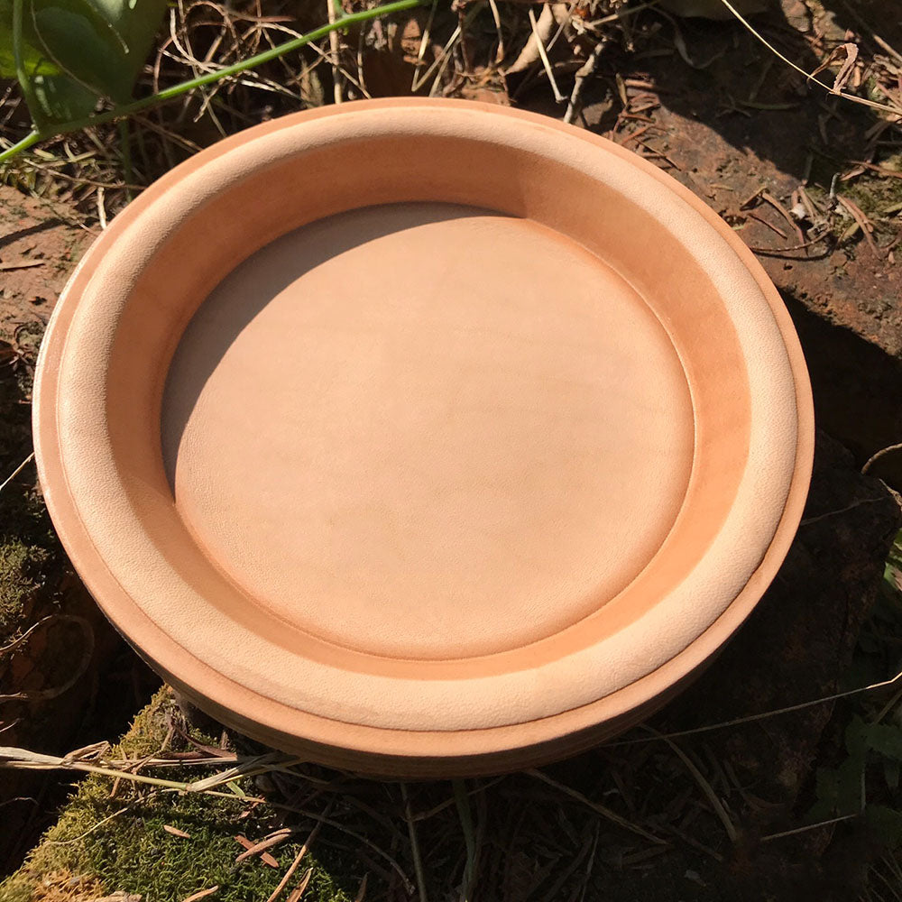 Handmade Molded Genuine Cowhide Vegetable Tanned Leather Catchall Tray Dish