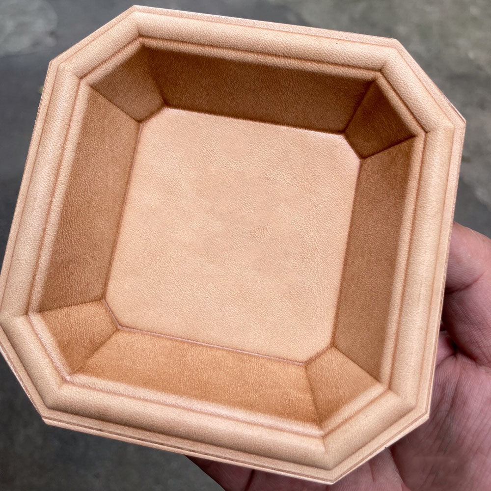 Handmade Molded Genuine Cowhide Vegetable Tanned Leather Catchall Tray Dish