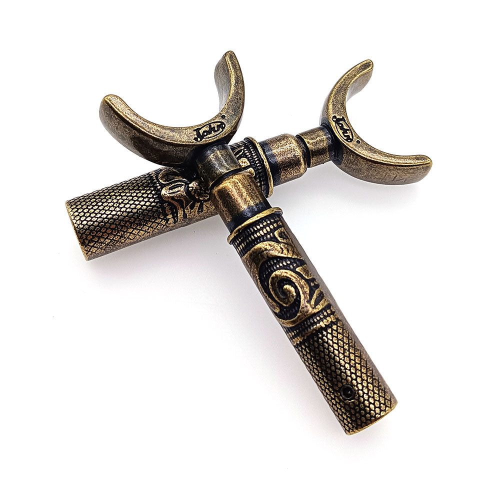 Cuchillo giratorio de metal con doble cojinete para trinchar, color bronce retro, herramienta para artesanía en cuero