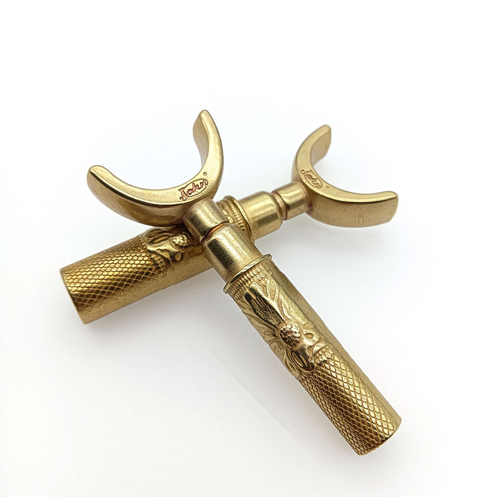 Cuchillo giratorio de metal con doble cojinete para trinchar, color bronce retro, herramienta para artesanía en cuero