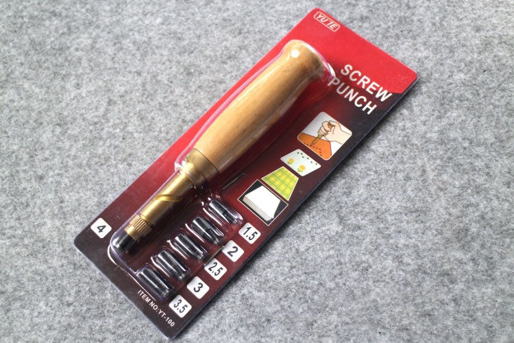 6 IN1 Automatic Hole Punch Tool Cutter For Sewing Leather Craft Paper PVC Banner