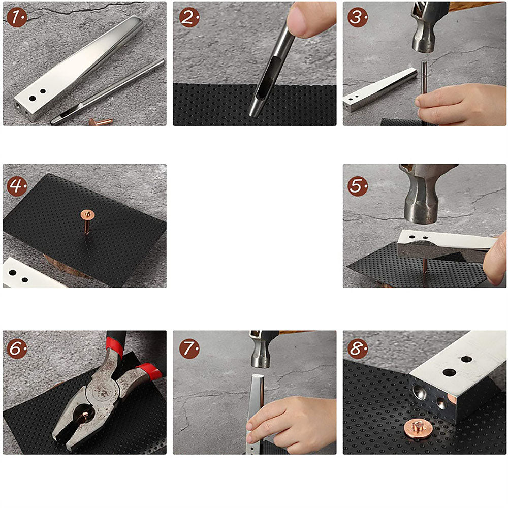 Lederhandwerk-Nietensetzer zum Anbringen von Kupfernägeln für Gürtel und Gepäck, Werkzeug-Kits