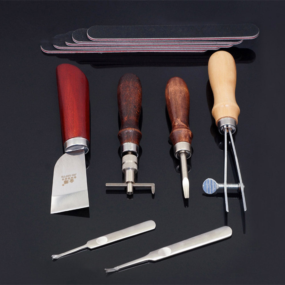 Leather Craft Punch Tools Kit Stitching Carving Working Sewing Saddle Groover 18pcs/Set