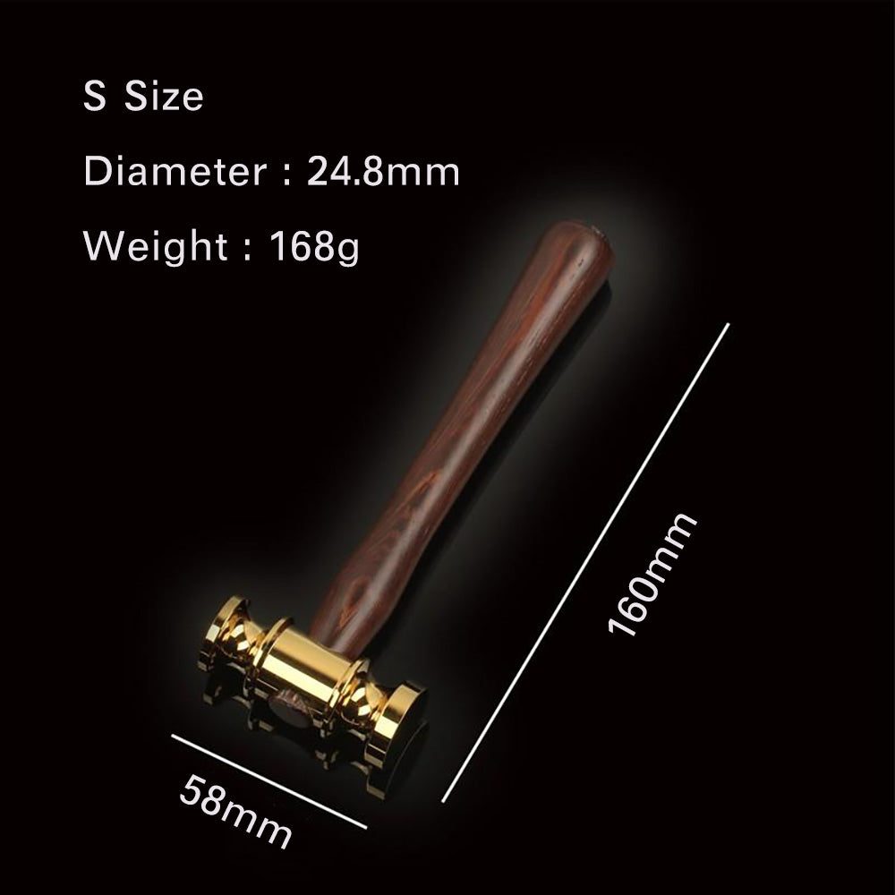 Solid Brass Mirror Polished Hammer Wooden Handle Leather Craft Workshop DIY Tool